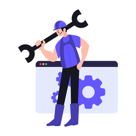 Entwickler, der an der Webwartung arbeitet  Illustration