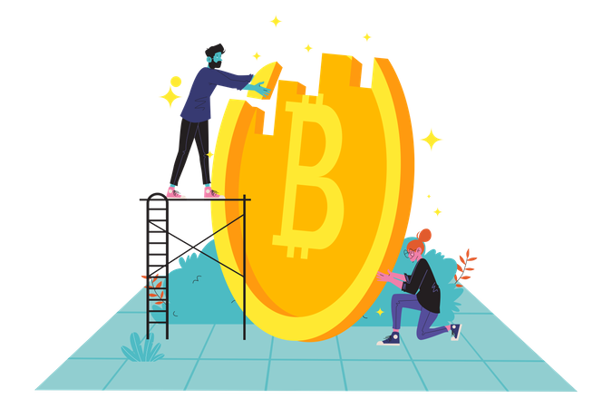 Entwickler, die Bitcoin entwickeln  Illustration