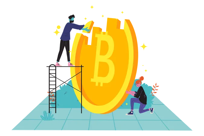 Entwickler, die Bitcoin entwickeln  Illustration