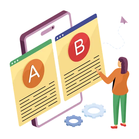 Entwickler führt AB-Tests von Software durch  Illustration