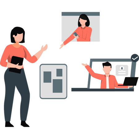 Entwickler führt Online-Meeting mit Kunden durch  Illustration