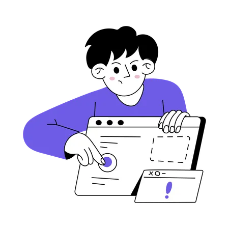 Entwickler sieht sich mit Web-Fehler konfrontiert  Illustration