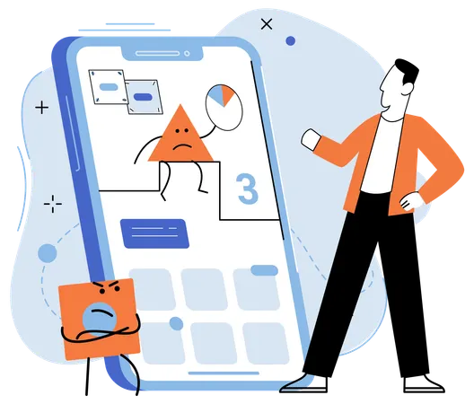 Entwickler testen App auf neue Features und Funktionen  Illustration