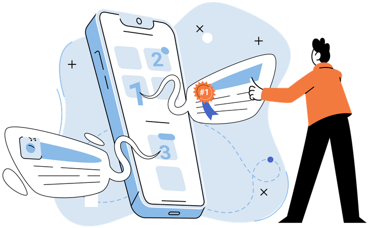 Entwickler testen App auf neue Features und Funktionen  Illustration