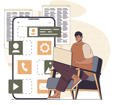 Entwickler bei der App-Entwicklung  Illustration