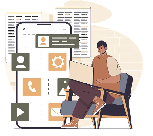 Entwickler bei der App-Entwicklung  Illustration