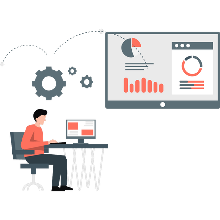 Entwickler zeigt Webseitendiagramm  Illustration