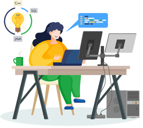 Entwicklerin denkt über Design nach  Illustration