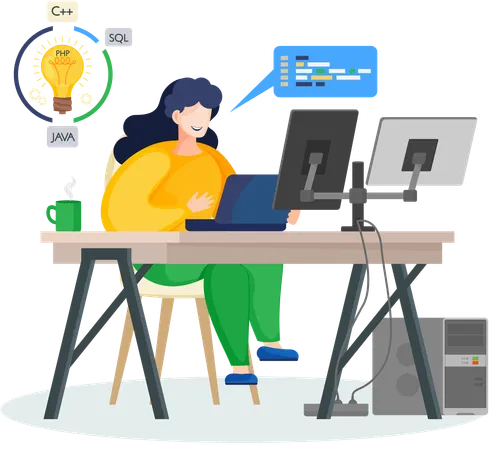 Entwicklerin denkt über Design nach  Illustration