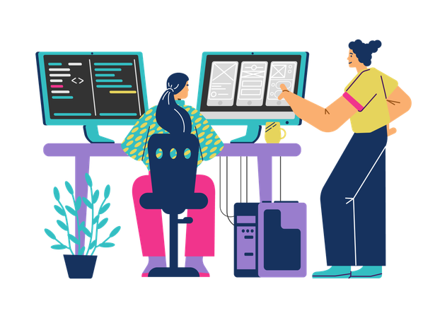 Entwicklerteam erstellt mobile App  Illustration