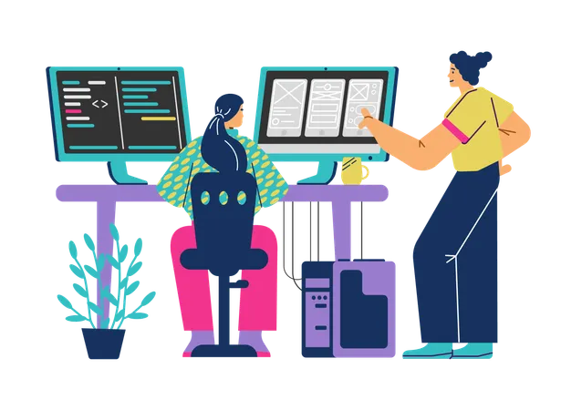 Entwicklerteam erstellt mobile App  Illustration