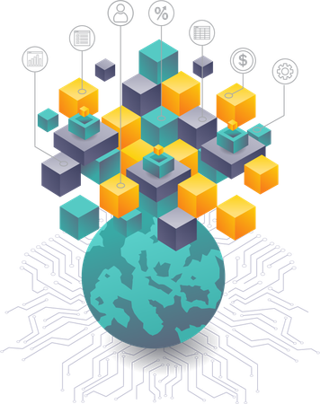 Entwicklung der Blockchain-Technologie weltweit  Illustration