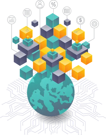 Entwicklung der Blockchain-Technologie weltweit  Illustration