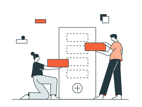 Entwicklung mobiler Anwendungen durch das Entwicklungsteam  Illustration