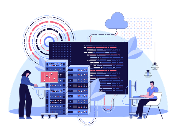 Entwicklungsteam erstellt Webanwendung  Illustration