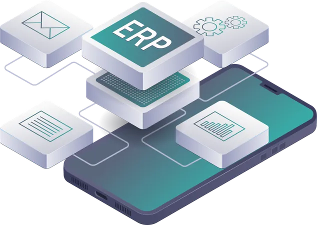 Entwicklung von KI-Technologien in ERP-Systemen  Illustration