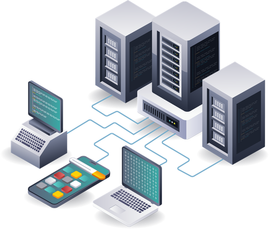 Entwickeln von Serveranwendungen in Computernetzwerken  Illustration