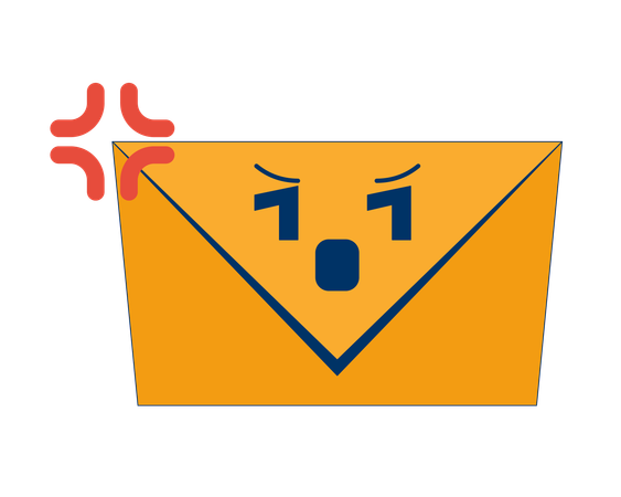 Envelope de e-mail irritado expressando frustração  Ilustração