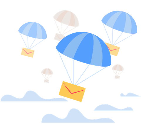 Envelope Falling Down with Parachute from the sky  Illustration