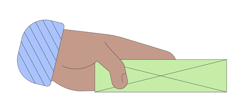 Mão dando envelope fechado  Ilustração