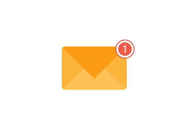 Envelope with one notification Illustration