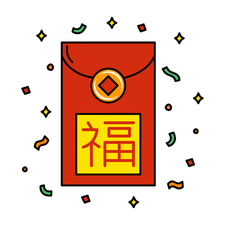 Enveloppe rouge avec le symbole Fu  Illustration