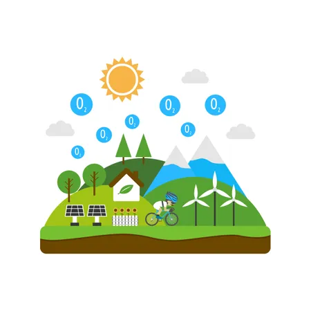 Environment And Renewable Concept Flat Style Illustration