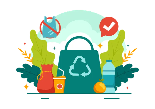 International Plastic Bag Free Day Vector Illustration On 3 July With Go Green Save Earth And Ocean In Eco Lifestyle Flat Cartoon Background Illustration