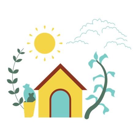 Environment of house with plants  Illustration