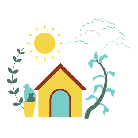 Environment of house with plants  Illustration