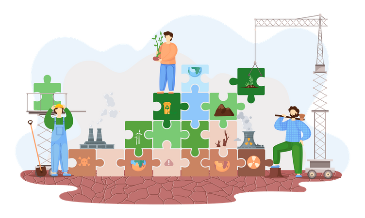 Environment pollution composition with factory  Illustration