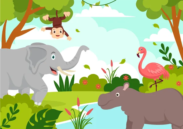 World Wildlife Day Vector Illustration On March 3 With Various A Animals To Protection Animal And Preserve Their Habitat In Forest In Flat Background Illustration