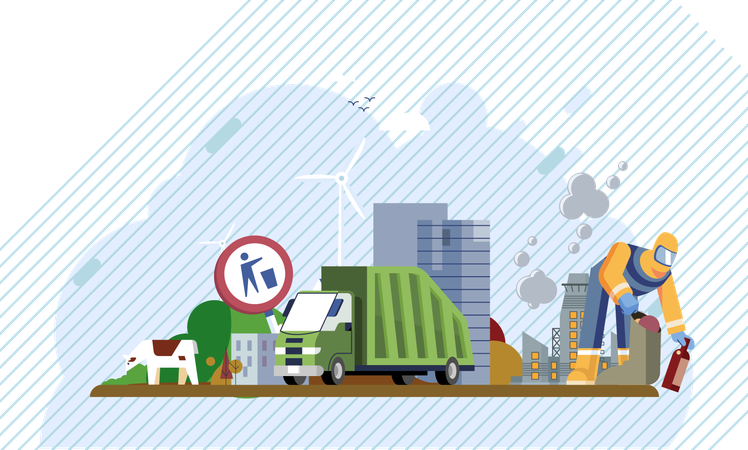 Environmental contamination from waste and trash Due to human activity  Illustration