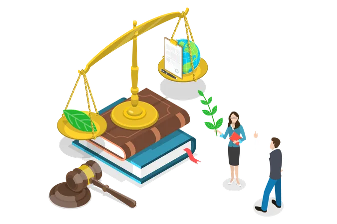 3 D Isometric Flat Vector Conceptual Illustration Of Energy Legislation And Policy Environmental Protection And Climate Justice Illustration