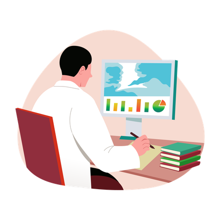 Environmental scientist prepares environment report  Illustration