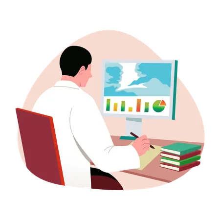 Environmental scientist prepares environment report  Illustration