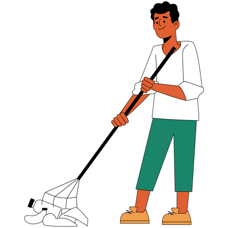 Environmentalists cleaning garbage from floor  Illustration