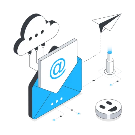 Envoi de courrier cloud  Illustration