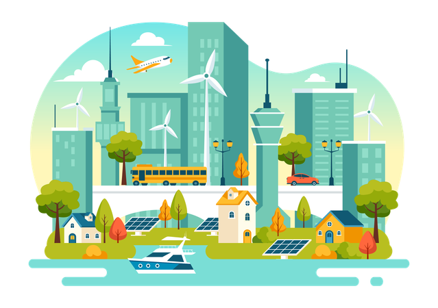 Des éoliennes installées dans les villes  Illustration