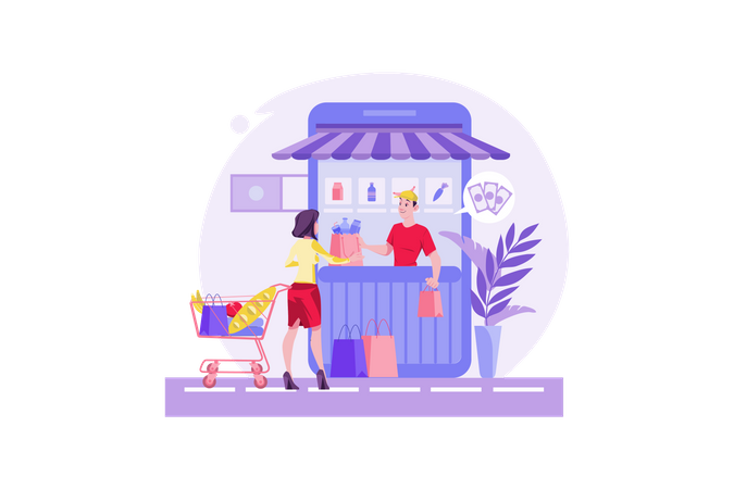 Épicerie en ligne  Illustration