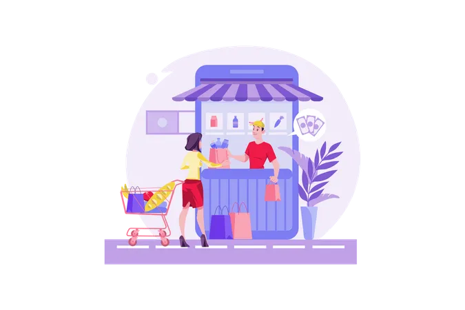 Épicerie en ligne  Illustration