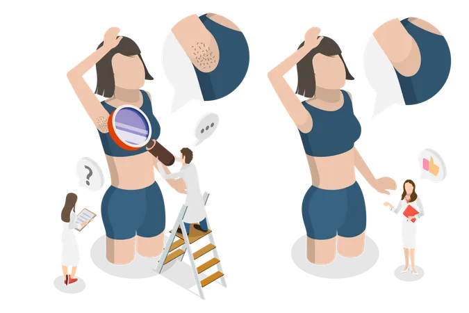 Epilation Procedure and Armpit Hair Care  Illustration