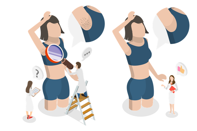 Epilation Procedure and Armpit Hair Care  Illustration