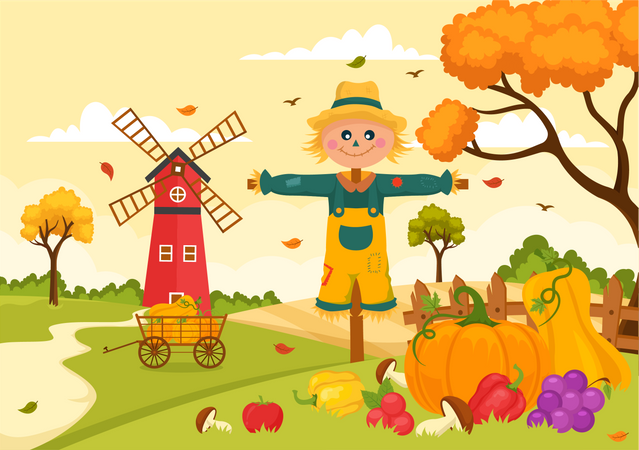 Época de colheita frutífera  Ilustração