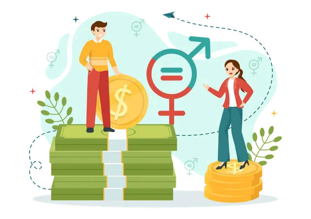Gender Equality Vector Illustration With Men And Women Character On The Scales Showing Equal Balance And Same Opportunities In Hand Drawn Templates Illustration