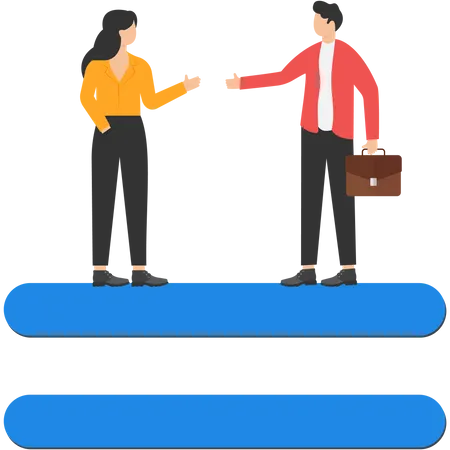 Equality In The Workplace Providing Equal Job Opportunities For All Employees Without Discrimination Concept Businessman And Businesswoman Celebrating With Equal Sign Illustration