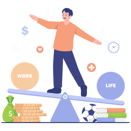 Équilibre entre vie professionnelle et vie privée sur Seesaw  Illustration