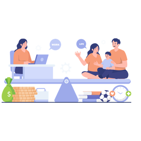 Équilibre famille-travail sur Seesaw  Illustration