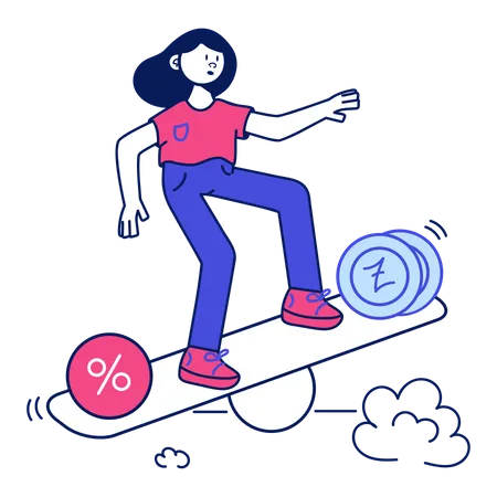 Chica equilibrando las finanzas  Ilustración