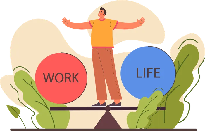 Equilibrio de los empleados entre el trabajo y la vida  Ilustración